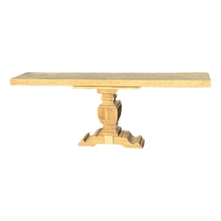 Large 19th Century French Country Bleached Solid Oak Console Table For Sale