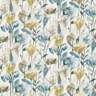 Harlequin Verdaccio Fabric in Mustard/Maize/Seal - a Sample For Sale