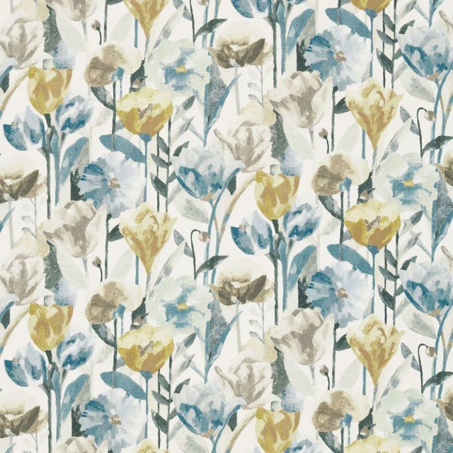 Harlequin Verdaccio Fabric in Mustard/Maize/Seal - a Sample For Sale