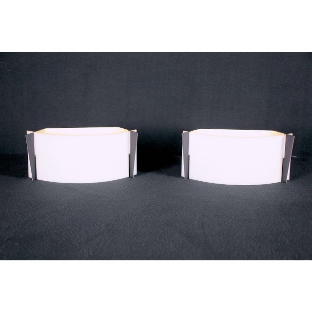 Perspex & Black Metal Wall Lamp, Mid-Century France a Pair For Sale - Image 4 of 6