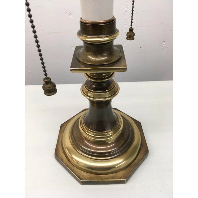 Stiffel Brass Candlestick Table Lamp Manner of Stiffel For Sale - Image 4 of 13