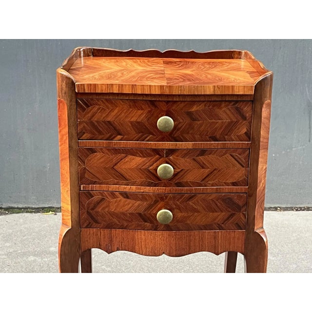 French 1900-1909 French Antique Shabby Louis XV Style Side Table Nightstand For Sale - Image 3 of 9