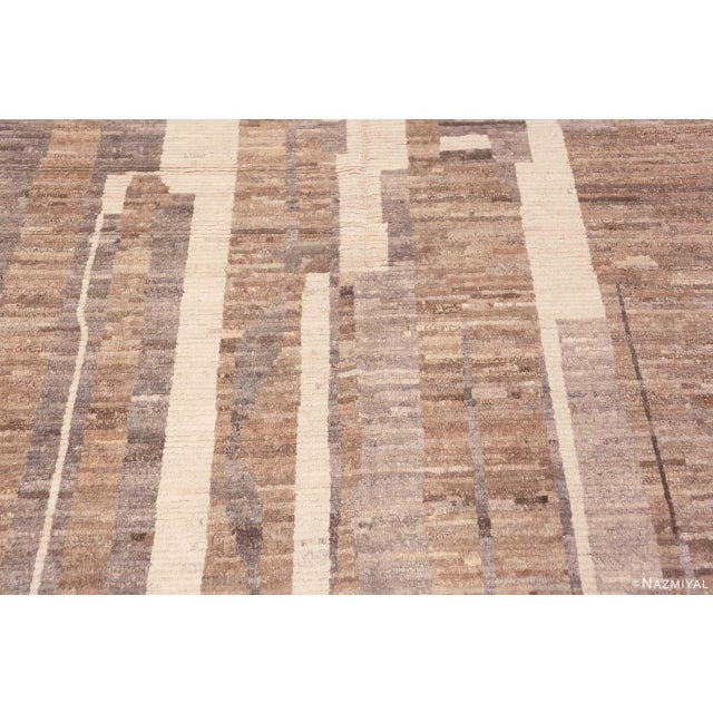 Nazmiyal Collection Earthy Neutral Color Tribal Geometric Design Modern Area Rug For Sale - Image 4 of 7