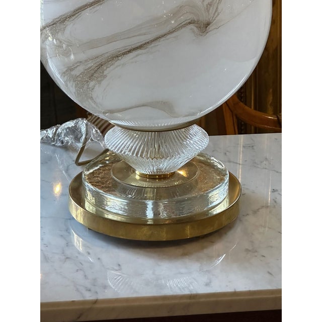 2000 - 2009 Murano Glass and Brass Globe Lamp For Sale - Image 5 of 10
