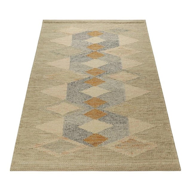 2010s Rug & Kilim’s Scandinavian Style Rug in Beige and Gray, With Geometric Patterns For Sale - Image 5 of 8