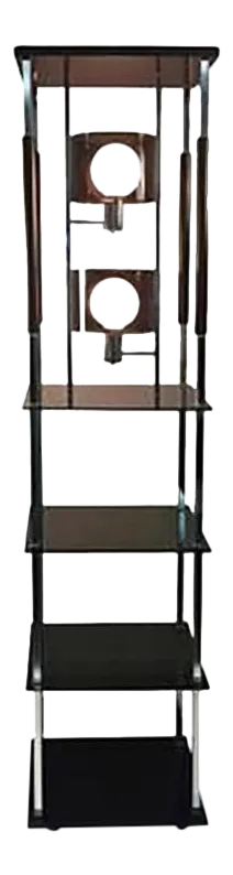 1970s Modernist Smoky Lucite and Chrome With Shelving Floor Lamp