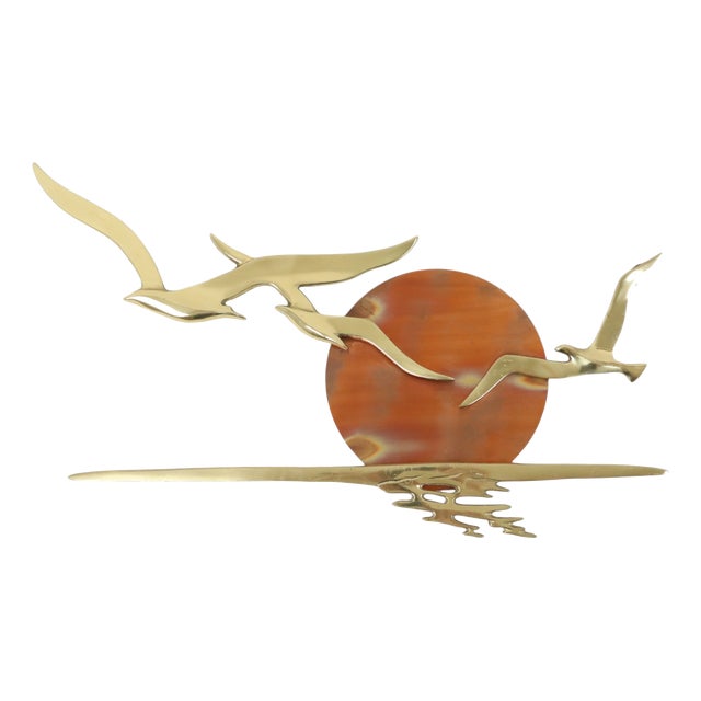 Mid Century Wall Decoration Seagulls Copper Brass Sun Bijan, 1970s For Sale