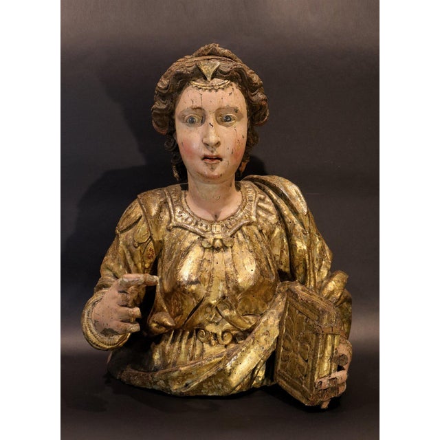 Baroque Aniello Stellato, Saint John and Saint Catherine, 17th Century, Wood, Set of 2 For Sale - Image 3 of 16