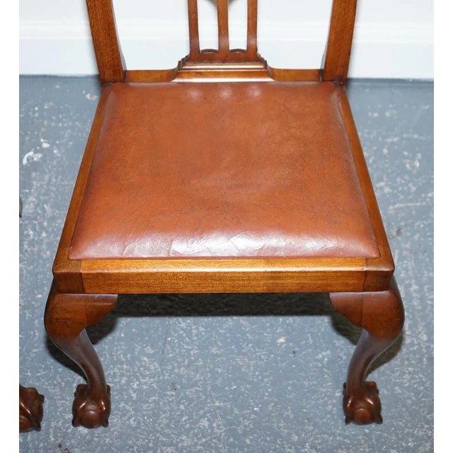 Chippendale Style Dining Chairs with Leather Seats, Set of 5 For Sale - Image 17 of 18