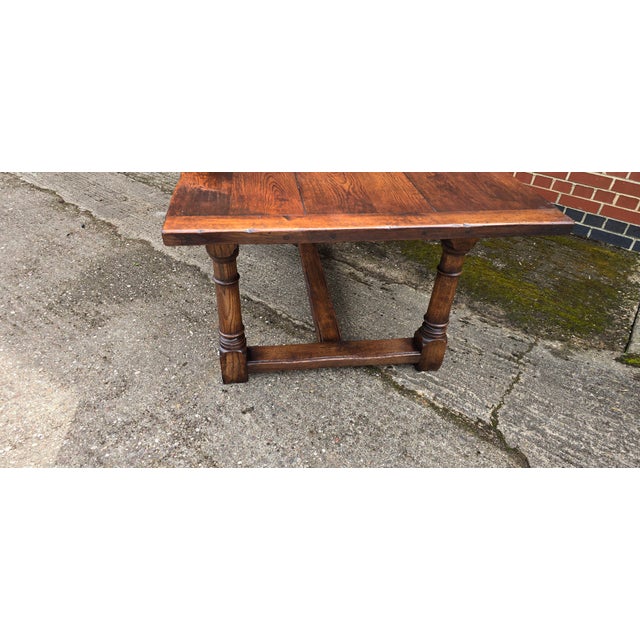 Oak Refectory Kitchen Farmhouse Dining Table, 1920s For Sale - Image 16 of 18