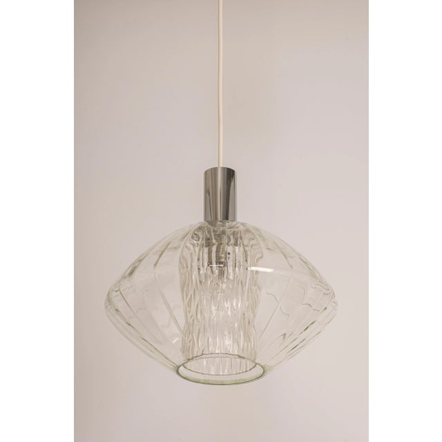 Large German Glass Pendant Light in Tulipan Form by Cosack, 1970s For Sale - Image 4 of 11