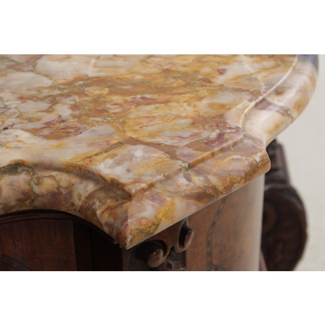 Brown Vintage Carved Walnut Marble Top Sideboard For Sale - Image 8 of 18