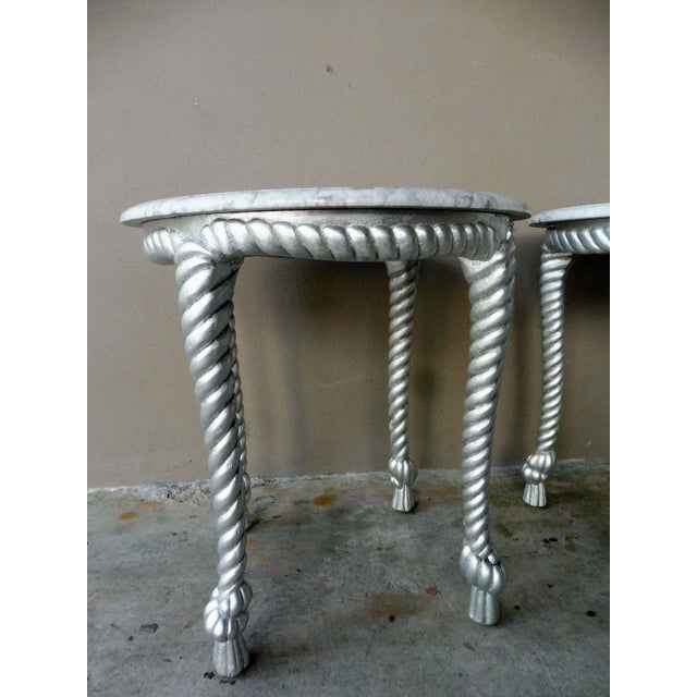 1970s Vintage Hollywood Regency Style Marble Topped Tables - a Pair For Sale In Miami - Image 6 of 9