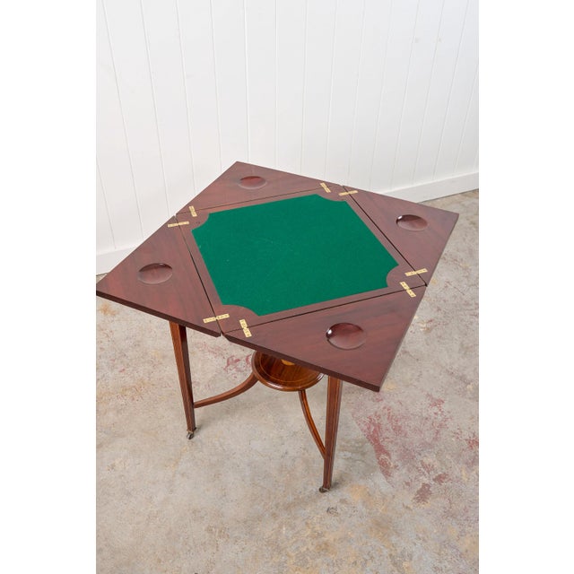 1910s Edwardian Mahogany Envelope Card Table For Sale - Image 14 of 18