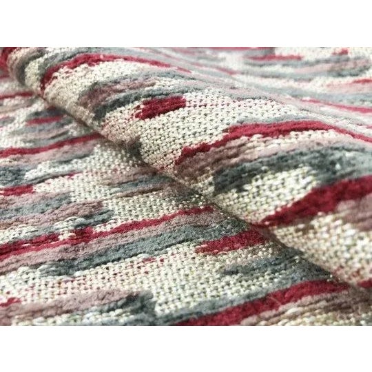Designer Lavender Grey Mauve Burgundy Beige Textured Abstract Chenille Upholstery Drapery Fabric For Sale