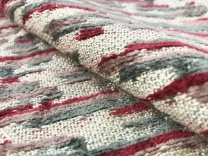 Designer Lavender Grey Mauve Burgundy Beige Textured Abstract Chenille Upholstery Drapery Fabric