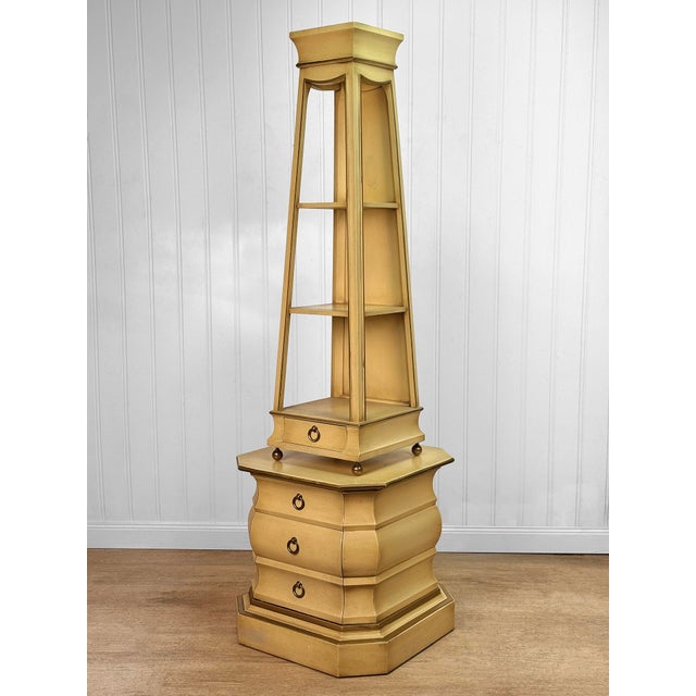 1970s Vintage Hollywood Regency Obelisk Pyramid Etagere Cabinet Stand For Sale - Image 5 of 15