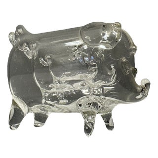 Glass Sculpture Pin in Pig in Pig by Roberto Niederer, 1970s For Sale