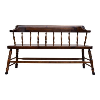 Farmhouse Pine Spindle Back Bench For Sale