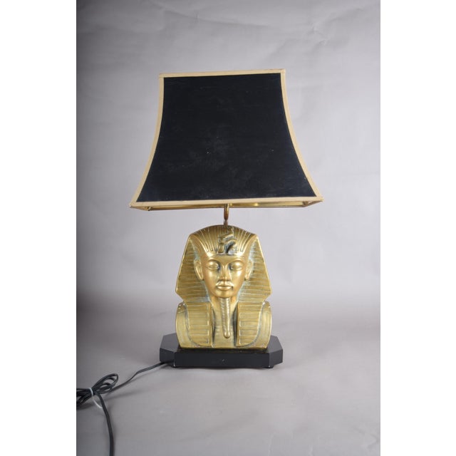 Gold Vintage Egyptian Revival Brass Pharaoh Table Lamp, 1970s For Sale - Image 8 of 12