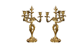 Louis XV Style Gilded Bronze Candelabras, Late 19th Century, Set of 2