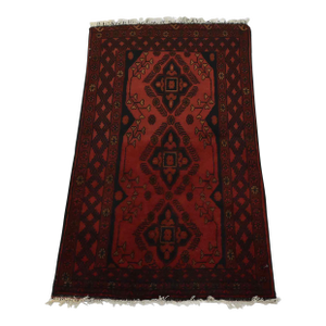 Turkmen Rug 2’7” X 4’2” Red Wool Tribal Hand-Knotted Oriental Carpet