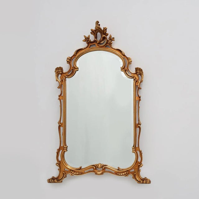 Large 20th Century Louis XV Baroque Gilt Wooden Mirror, 1950s For Sale - Image 13 of 13