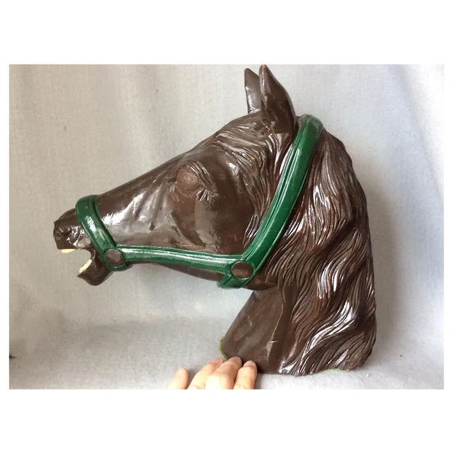 Vintage Horse Head Sculpture, Western Theme Equestrian Figure For Sale - Image 4 of 7