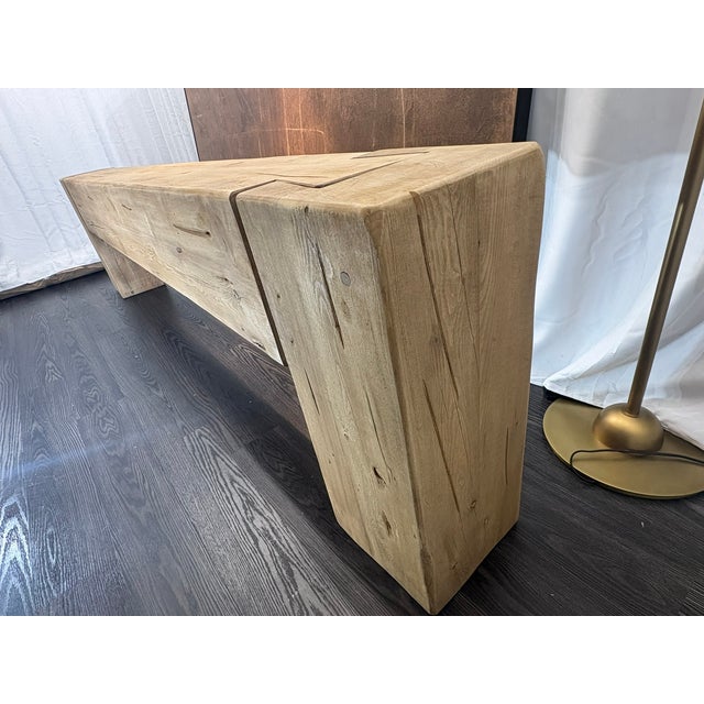 Brown Rh Reclaimed English Beam Console Table – 118" – Salvaged Natural For Sale - Image 8 of 18
