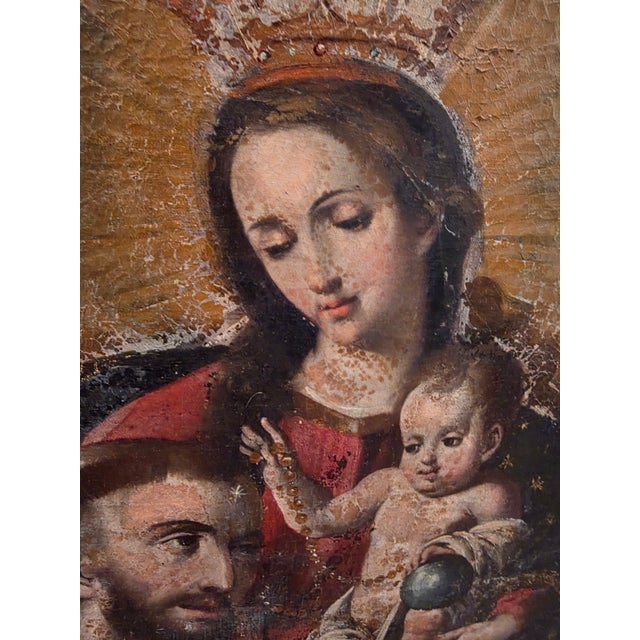 Oil in canvas laid down on board...very rough condition. This appears to be very early possibly the 1700's.