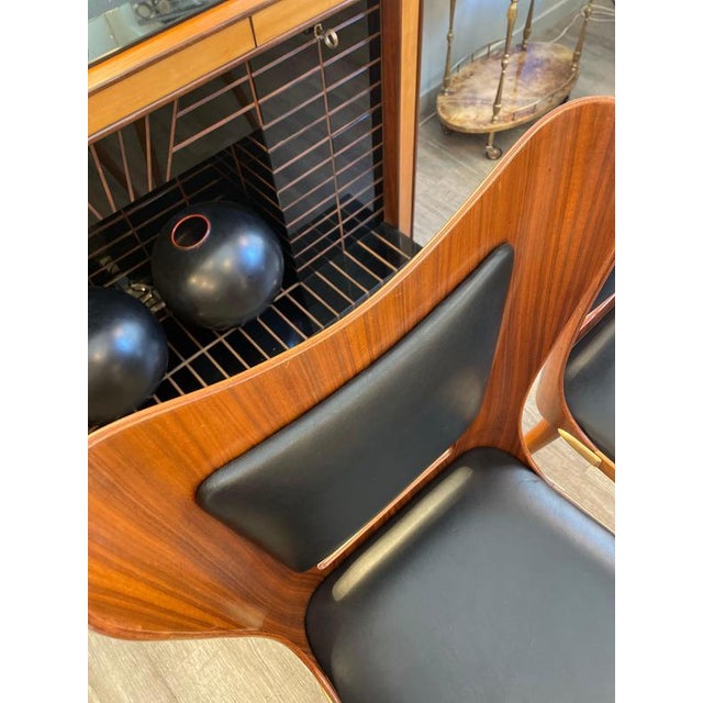 Italian Wooden Chairs in Leather and Brass, 1950s, Set of 6 For Sale - Image 17 of 18