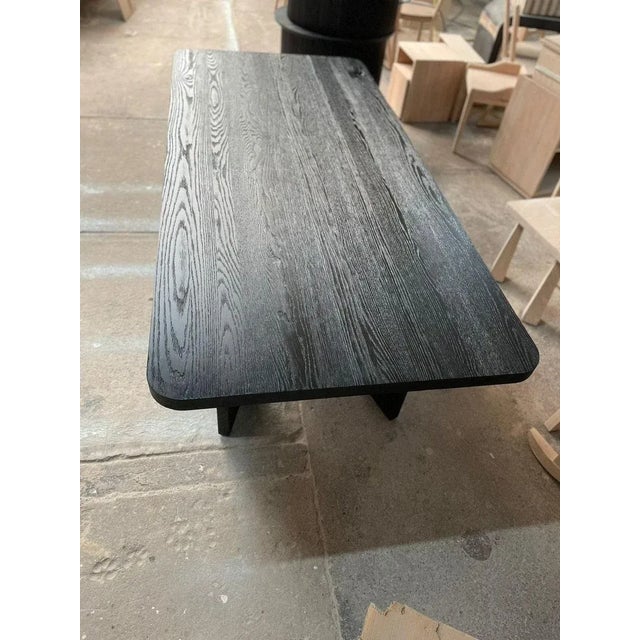 Mid-Century Modern Custom Fabricated Solid Oak Black Dining Table For Sale - Image 3 of 3