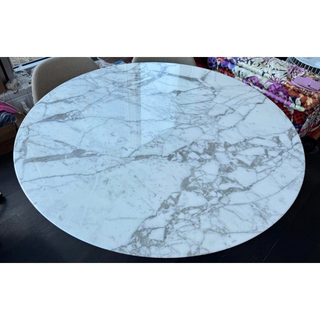 Great condition. Polished Arabescato Marble Table. made in 2016.