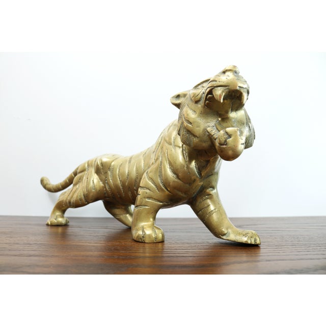 Vintage Brass Tiger Statue Chairish