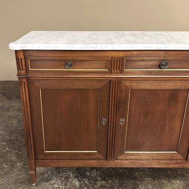 Antique French Louis XVI Mahogany Buffet With Carrara Marble For Sale - Image 10 of 16