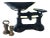 Vintage English Black Heavy Cast Iron Scale and Brass Weights - 3 Pieces For Sale