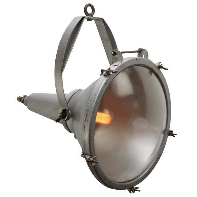 Vintage French Industrial Clear Glass Street Spotlight For Sale - Image 9 of 9