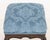 Wood Victorian Style Blue Damask Upholstered Ottoman For Sale - Image 7 of 9