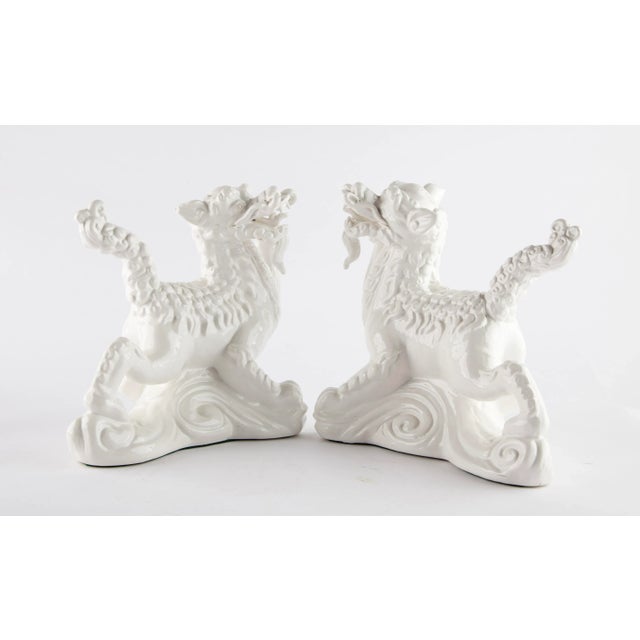 White Ceramic Chinese Qilin, Pair For Sale - Image 10 of 10