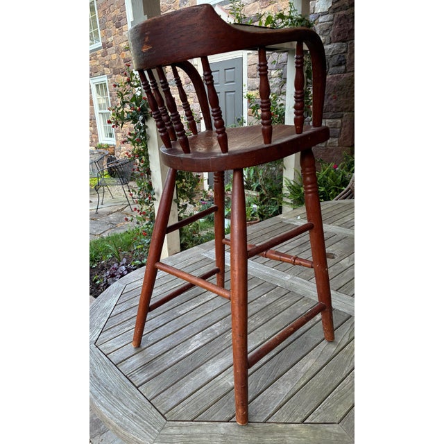American Antique Wooden Child's Youth Chair - C 1840 - American Primitive For Sale - Image 3 of 8