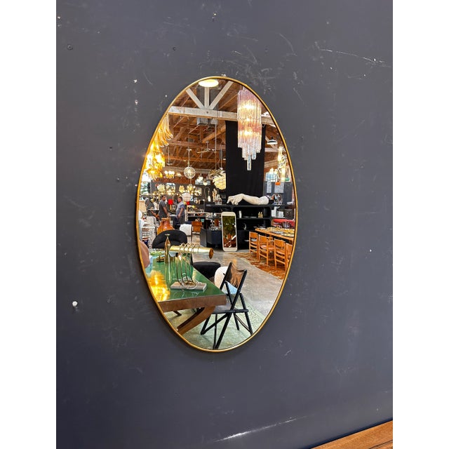 Vintage Italian Oval Brass Mirror 1960s For Sale In Los Angeles - Image 6 of 6