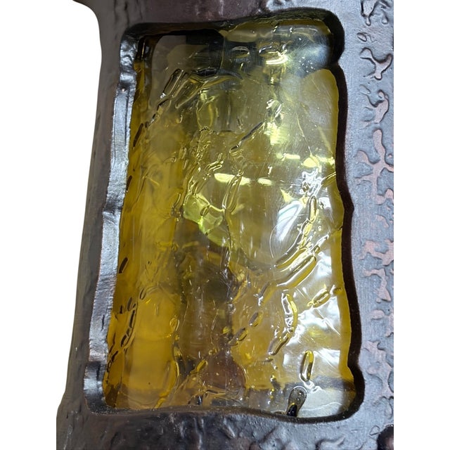 Metal 1920s Storybook Outdoor Porch Light in Antique Copper Finish With Original Amber Glass Shade #2626 For Sale - Image 7 of 7