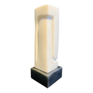 Mid-Century Modern Abstract White Marble Sculpture by Scott Donadio (11.75” High) For Sale