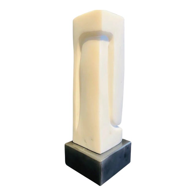 Mid-Century Modern Abstract White Marble Sculpture by Scott Donadio (11.75” High) For Sale
