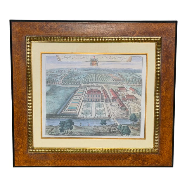 Antique Hand Colored Architectural Print Swell by Johannes Kip - Trowbridge Collection For Sale