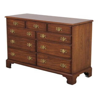 Henkel Harris Cherry 9 Drawer Double Dresser For Sale