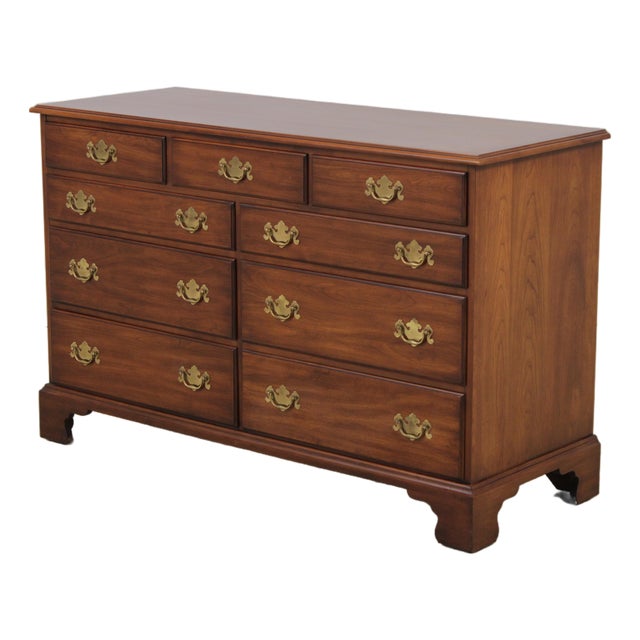 Henkel Harris Cherry 9 Drawer Double Dresser For Sale