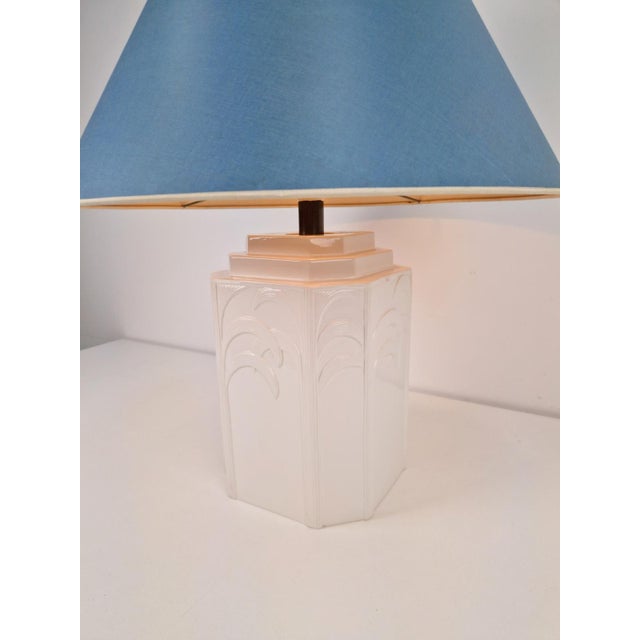 White Ceramic Palm Tree Table Lamp in the style of Serge Roche, 1970s For Sale - Image 13 of 14