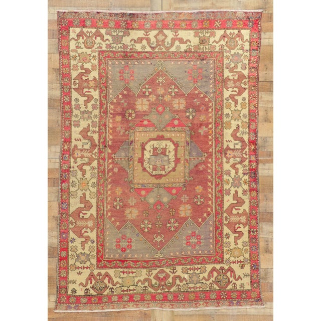 Vintage Turkish Oushak Rug - 05'10 X 08'08 For Sale - Image 9 of 11