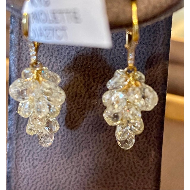 27 Carat Diamond Briolettes Hanging Drop Earrings 18 Karat Yellow Gold For Sale - Image 9 of 18